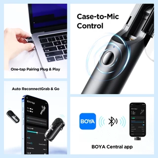 BOYA Magic 4 รูปแบบใน 1 ไมค์ไร้สาย Mini Mic AI ไมค์ตัดเสียงรบกวน สำหรับ iPhone Type-C กล้อง
