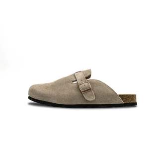 BOKEN รองเท้าแตะรองเท้าแตะ Mules ผู้ชายผู้หญิงกลางแจ้งชายหาดแบนคลาสสิก Casual Soft Suede Cork Clogs Baotou สีเทา