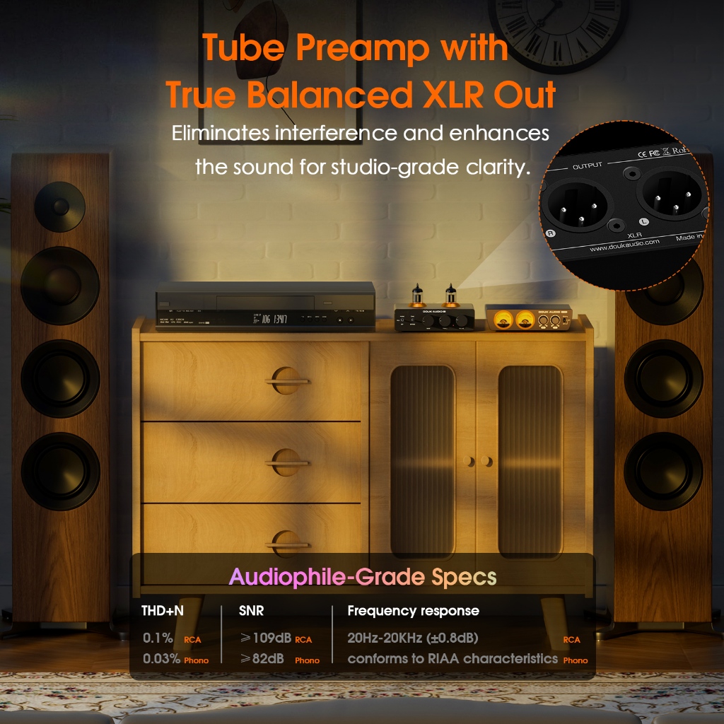 Douk Audio P7 HiFi Phono Stage Tube Preamp Audio สเตอริโอ รูปที่ 4