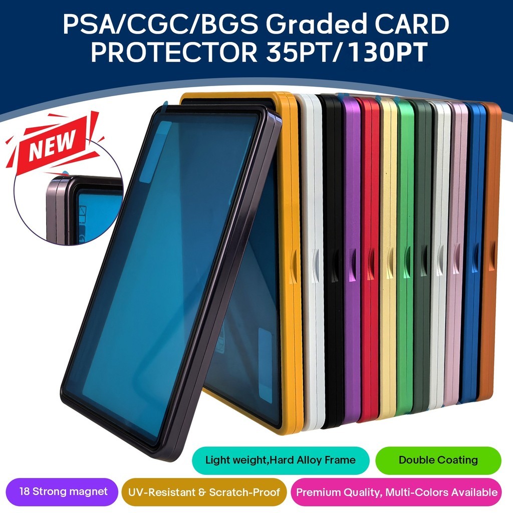 สําหรับ PSA สําหรับ CGC สําหรับ BGS Graded Card Cases Premium Magnetic Glass Display Case กรอบโลหะ UV Protection และ Scratch-Resistant เซรามิค Finish สําหรับกีฬา Trading การ์ด