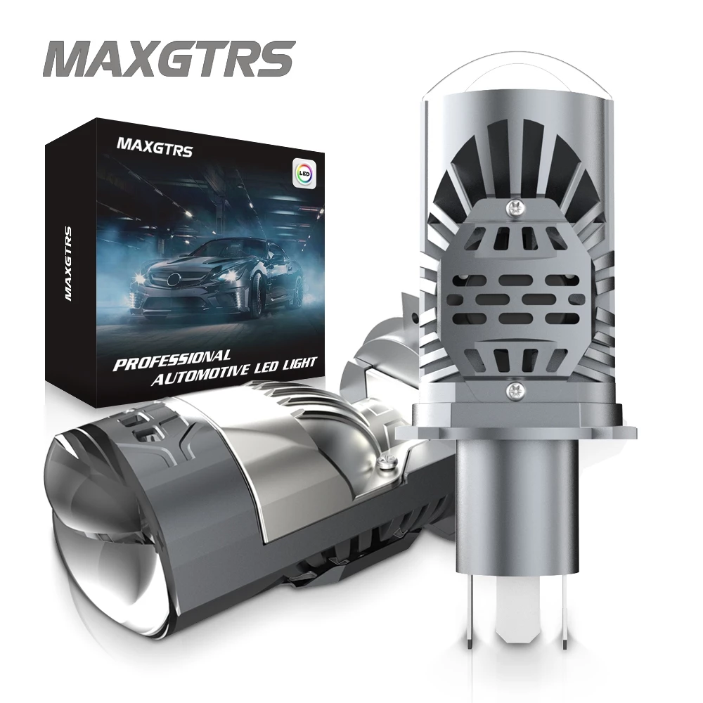 MAXGTRS Dual เลนส์ H4 LED ไฟหน้า Mini โปรเจคเตอร์เลนส์ LED HBS 9003 โคมไฟอัตโนมัติ Beam Light 50W 11000LM
