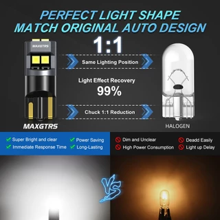 MAXGTRS 2x Super Bright T10 LED W5W 2025 ชิปรถด้านข้างภายในหลอดไฟ 194 168 อัตโนมัติสีขาว/สีเหลือง/สีแดงที่จอดรถ Marker โคมไฟโดม