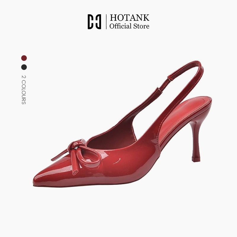 HOTANK รองเท้าผ้าใบส้นสูงสตรีเกาหลีติดโบว์ใส่สบายสีพื้นไซส์36-40