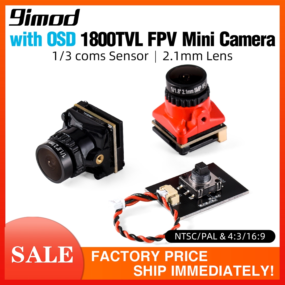 9IMOD FPV กล้อง 1800TVL 5MP 2.1 มม. 1/3 Coms IR Blocked​ เซ็นเซอร์ 5V-40V NTSC/PAL พร้อม OSD ภายในสําหรับ RC FPV Racing Drone DIY อะไหล่