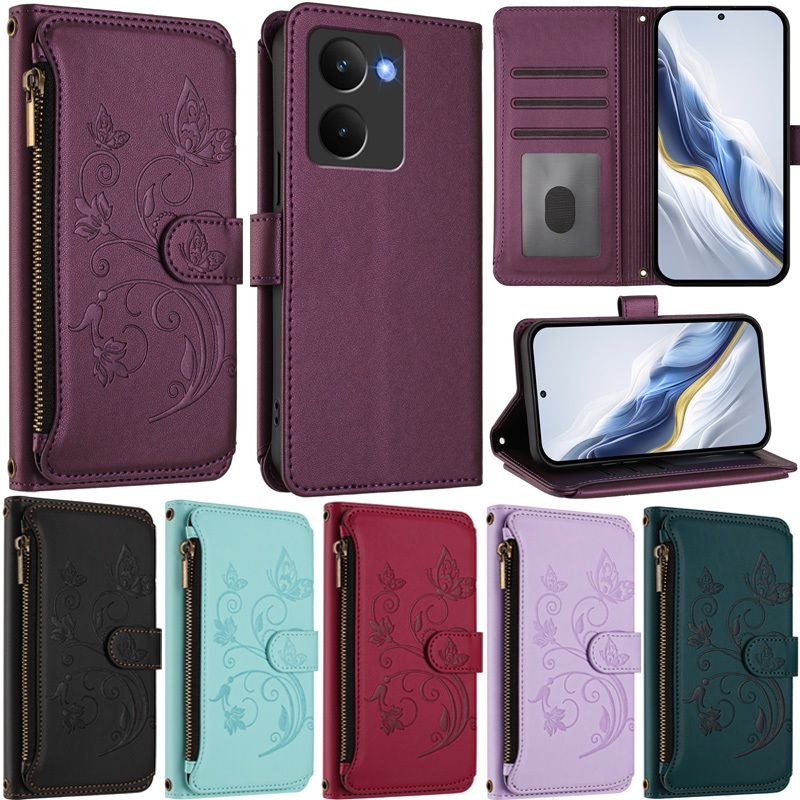 DeluxeปลอกสําหรับOppo A5 Pro 5G A5X Realme 14 Reno 14F Realme GT 7 5G Realme C71 Reno14 Pro Realme P3 Ultraซิปกระเป๋าสตางค์นุ่มPUหนังช่องใส่การ์ดผิวพลิกฝาครอบกรณี