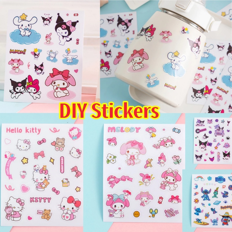 Melody, Kuromi, KT Cat, Stitch,Adhesive Creative DIY สติกเกอร์ Unrepeated สติกเกอร์แฟชั่นและน่ารักตกแต่ง Sticke สติกเกอร์กาวสําหรับเด็กเครื่องเขียนสติกเกอร์กันน้ํา