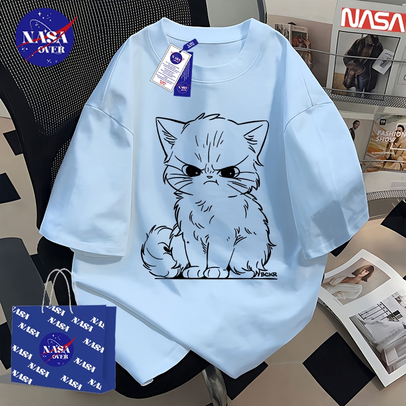 【พร้อมส่ง】🔥NASA  คอกลม แขนสั้น ทรงโอเวอร์ไซส์ เสื้อยืด ผ้าฝ้ายแท้100% ใส่ได้ทั้ง