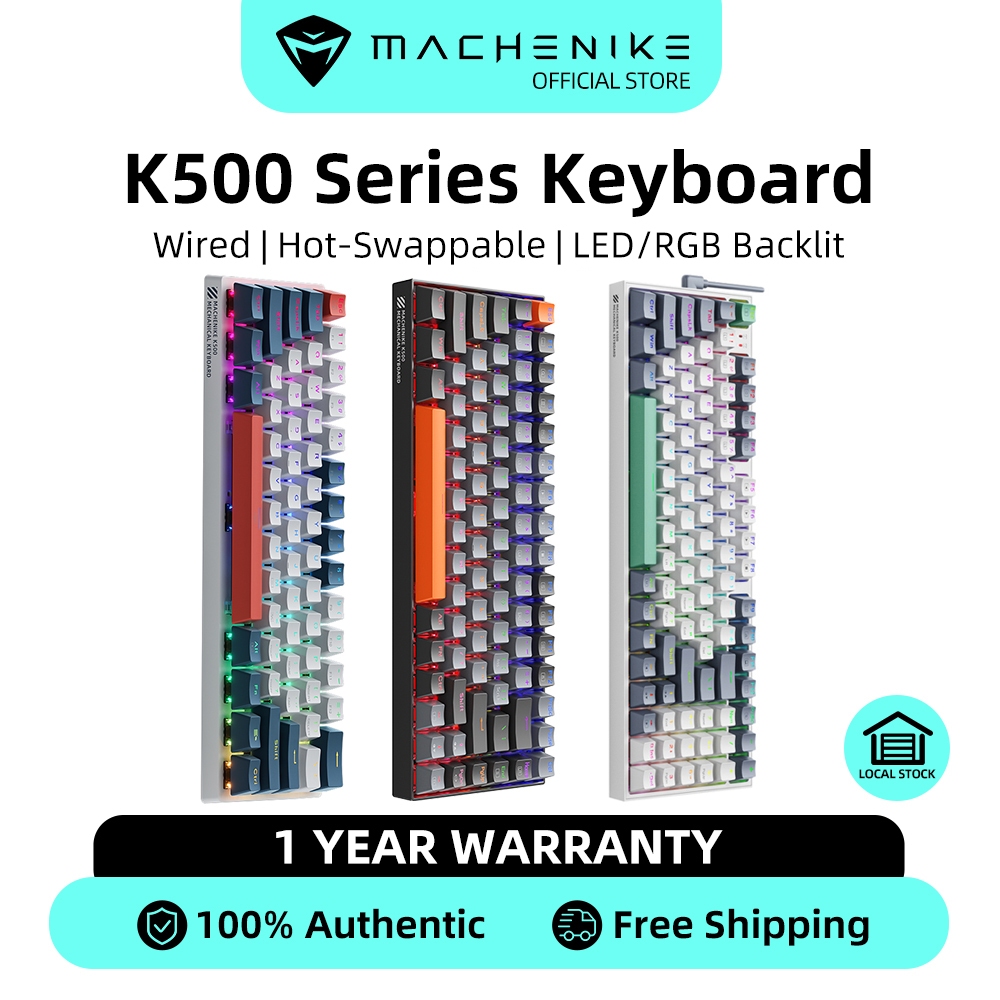 Machenike K500 Series คีย์บอร์ดเชิงกลแบบมีสาย, คีย์บอร์ดเกมแบ็คไลท์ RGB/LED แบบถอดเปลี่ยนได้