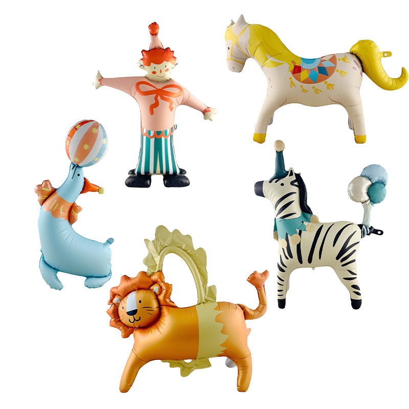 เคลือบทรายละครสัตว์บอลลูนสิงโตตัวตลกการ์ตูนเด็กตกแต่งงานเลี้ยงวันเกิด4งรอบบอลลูนอลูมิเนียมฟอยล์ - รูปที่ 4