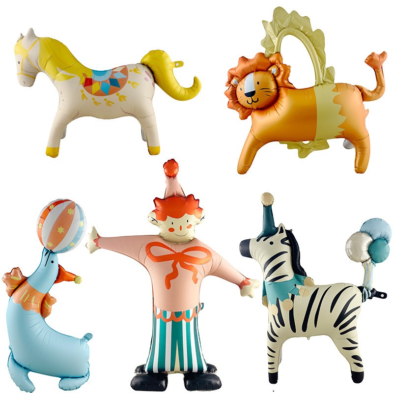 เคลือบทรายละครสัตว์บอลลูนสิงโตตัวตลกการ์ตูนเด็กตกแต่งงานเลี้ยงวันเกิด4งรอบบอลลูนอลูมิเนียมฟอยล์ - รูปที่ 5