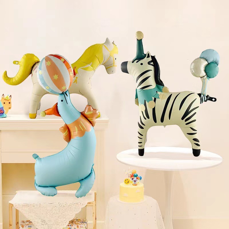 เคลือบทรายละครสัตว์บอลลูนสิงโตตัวตลกการ์ตูนเด็กตกแต่งงานเลี้ยงวันเกิด4งรอบบอลลูนอลูมิเนียมฟอยล์ - รูปที่ 2