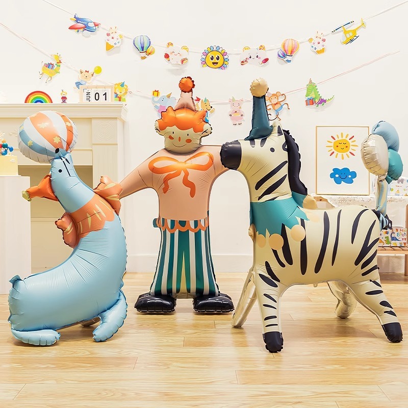 เคลือบทรายละครสัตว์บอลลูนสิงโตตัวตลกการ์ตูนเด็กตกแต่งงานเลี้ยงวันเกิด4งรอบบอลลูนอลูมิเนียมฟอยล์ - รูปที่ 7