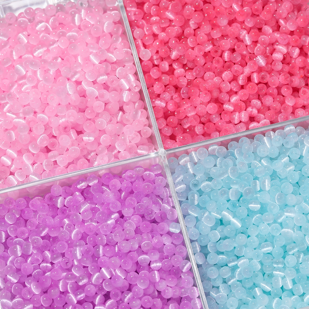 St.kunkka ลูกปัดตาแมว ขนาด 4 มม. 50-100 ชิ้น ลูกปัดหินเลียนแบบแก้ว สำหรับงานเครื่องประดับ DIY