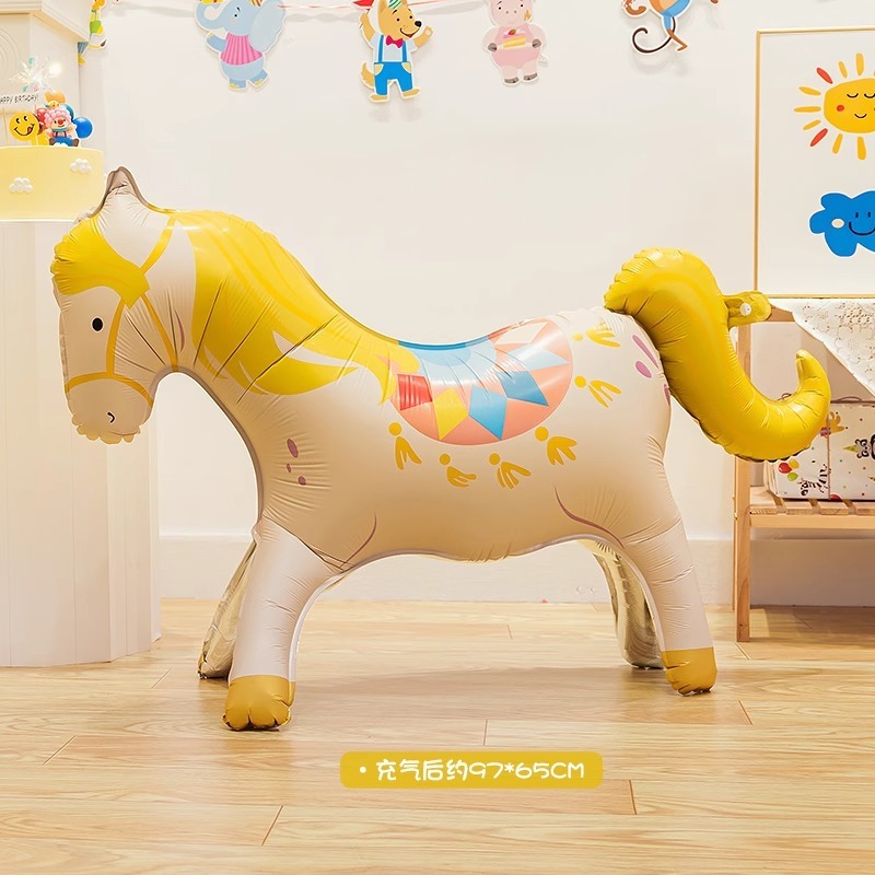 เคลือบทรายละครสัตว์บอลลูนสิงโตตัวตลกการ์ตูนเด็กตกแต่งงานเลี้ยงวันเกิด4งรอบบอลลูนอลูมิเนียมฟอยล์ - รูปที่ 6