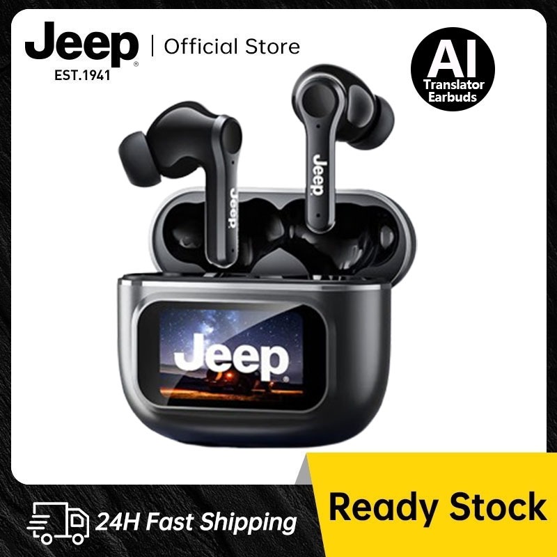 Jeep EW118 Plus หูฟังบลูทูธไร้สาย หูฟังนักแปล AI หน้าจอเคสแบบสัมผัส LCD HD Calls