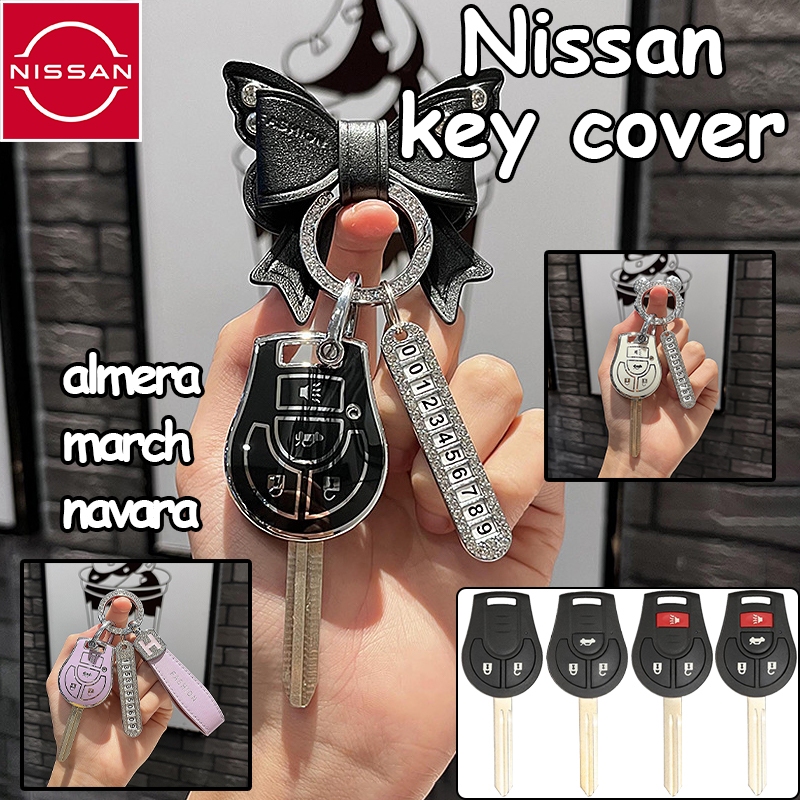 Nissan รีโมทคอนโทรลฝาครอบสําหรับ almera/march/navara กุญแจรถ navara เคสกุญแจ almera พวงกุญแจ