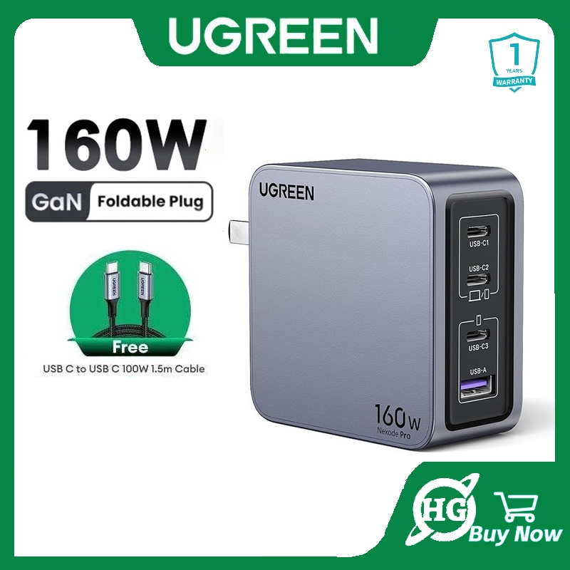 UGREEN 160W Nexode Pro GaN Charger 4-Port PD 3.1 USB C Charger PPS Power Adapter Wall Charger