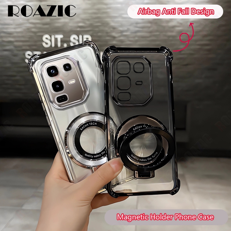 ปลอกเข้ากันได้สําหรับ infinix Note 50X 5G วงเล็บแม่เหล็กหรูหราชุบโปร่งใสกันกระแทกซิลิโคนอ่อนนุ่ม TPU