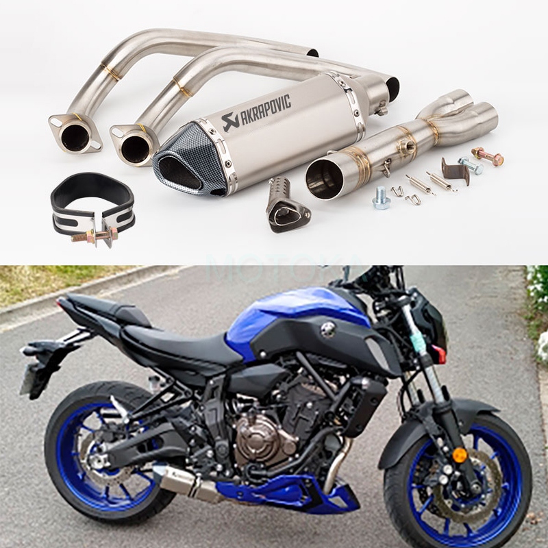 สําหรับ Yamaha MT-07 FZ-07 Motorcross ไอเสียด้านหน้าท่อรถจักรยานยนต์ท่อไอเสียระบบ Modified Silencer 