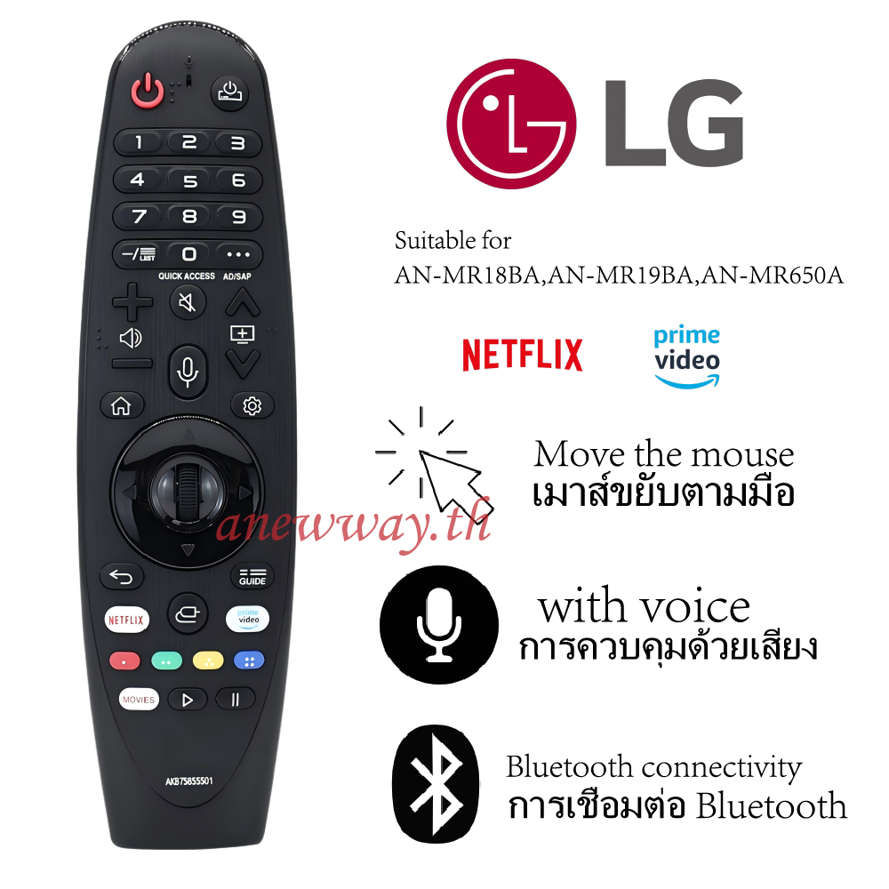 ลูกชาย MR20GA ใหม่75855501 รีโมทคอนโทรลทีวีสากลเหมาะสําหรับสมาร์ททีวี LG พร้อมปุ่ม Netflix