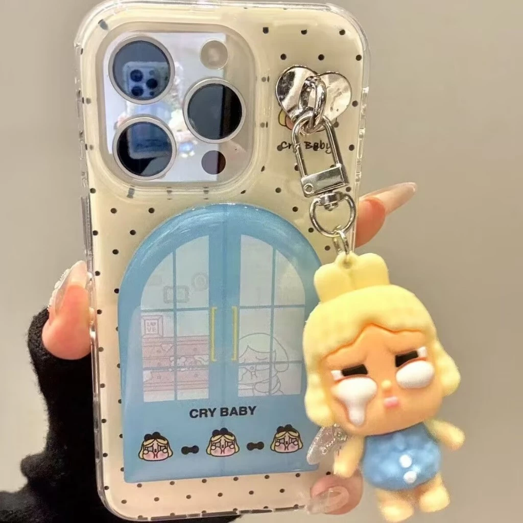 เคสกระจก Crybaby สำหรับ iPhone 16Promax/16Pro/16/15/14/13Promax/13Pro/13/12Promax/12Pro/12/11