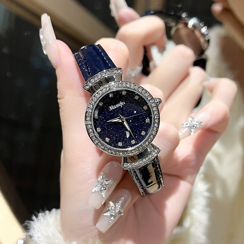 DETUA Seiko นาฬิกาผู้หญิง Starry Sky Shining Quartz นาฬิกากันน้ําธุรกิจทุกวันนาฬิกา Commuter
