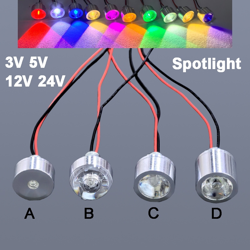 DC 3V 5V 12V 24V Mini LED หลอดไฟสีสันสดใสโคมไฟสปอตไลท์สําหรับตกแต่ง