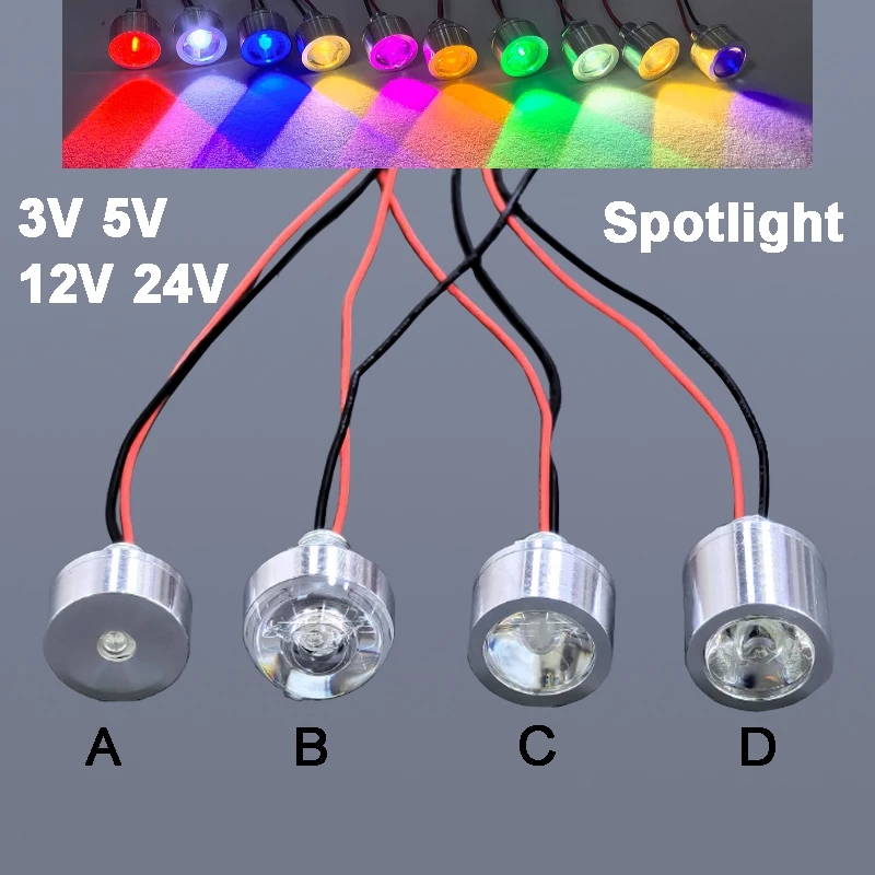 DC 3V 5V 12V 24V Mini LED หลอดไฟสีสันสดใสโคมไฟสปอตไลท์สําหรับตกแต่ง