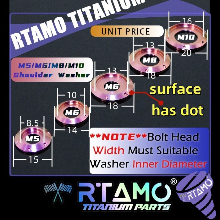 RTAMO M5 M6 M8 M10(เบอร์ 8-14 ) Xmax Forza ปะเก็นท่อไอเสีย แหวนไทเทเนียมพร้อมบ่า น็อต Slot เบอร์ ราคาต่อชิ้น