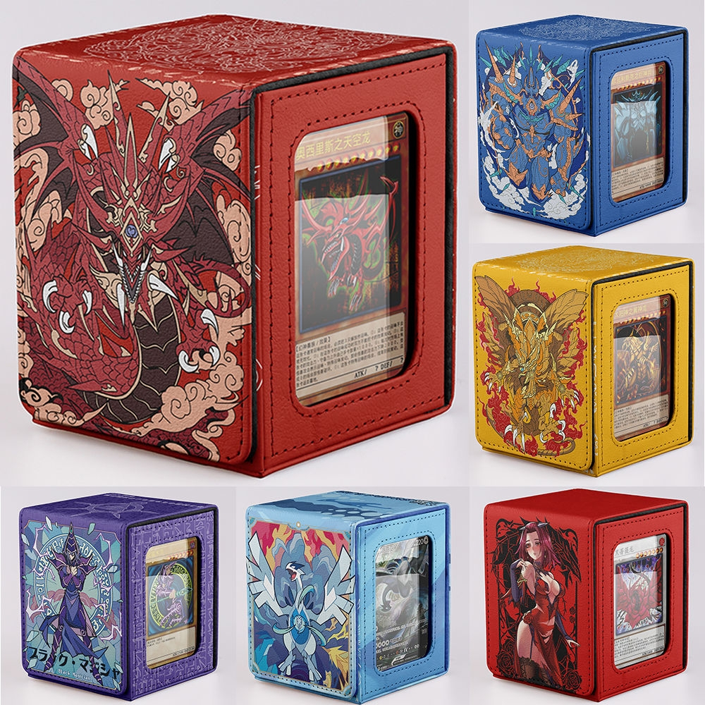 OCG การ์ดกล่องเก็บ YGO Trading Card Case Dark Mage Dragon อะนิเมะรูปแบบ pu หนังผู้ถือบัตรของเล่นของขวัญ