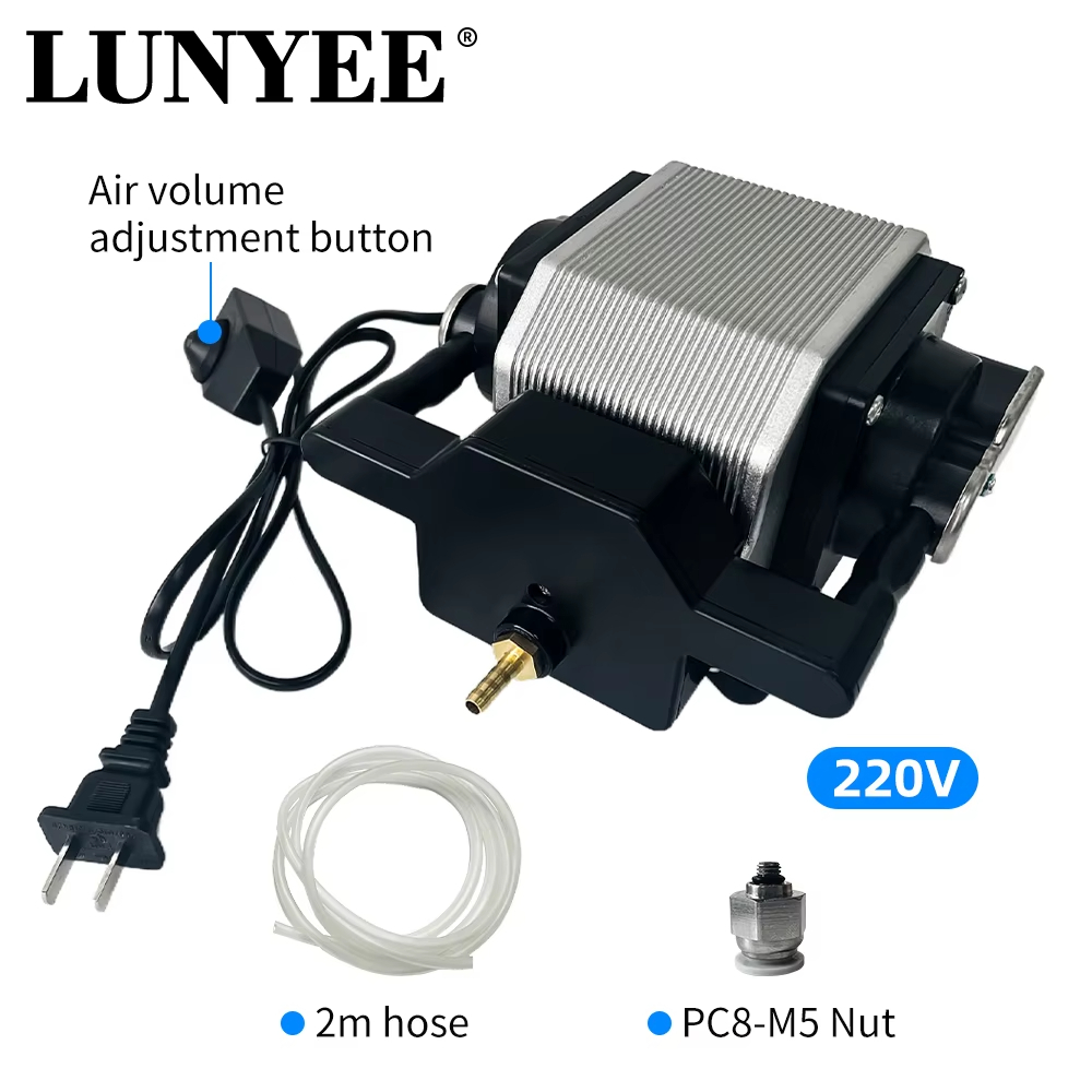LUNYEE Air Assist เครื่องตัดและแกะสลัก 30 L/Min 0.03MPa Airflow เลเซอร์ Air Assist ปั๊ม Air Compressor เลเซอร์สําหรับตัดเลเซอร์และแกะสลักปรับความเร็วเสียงต่ําการสั่นสะเทือนต่ํา