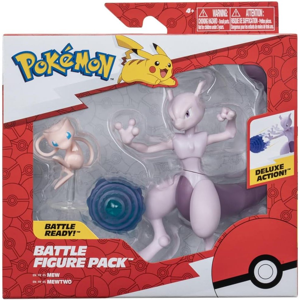 Pokemon Battle Figure Set 2 Pack Mew และ Mewtwo Deluxe Action Ready