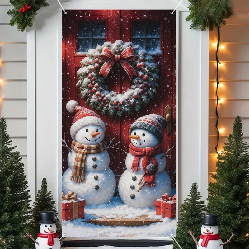 180*90เซนติเมตรสุขสันต์วันคริสต์มาสแขวนธงประตูตกแต่งโพลีเอสเตอร์คริสต์มาสมนุษย์หิมะประตูแบนเนอร์คริสต์มาสตกแต่งบ้าน2025สวัสดีปีใหม่2026ตกแ