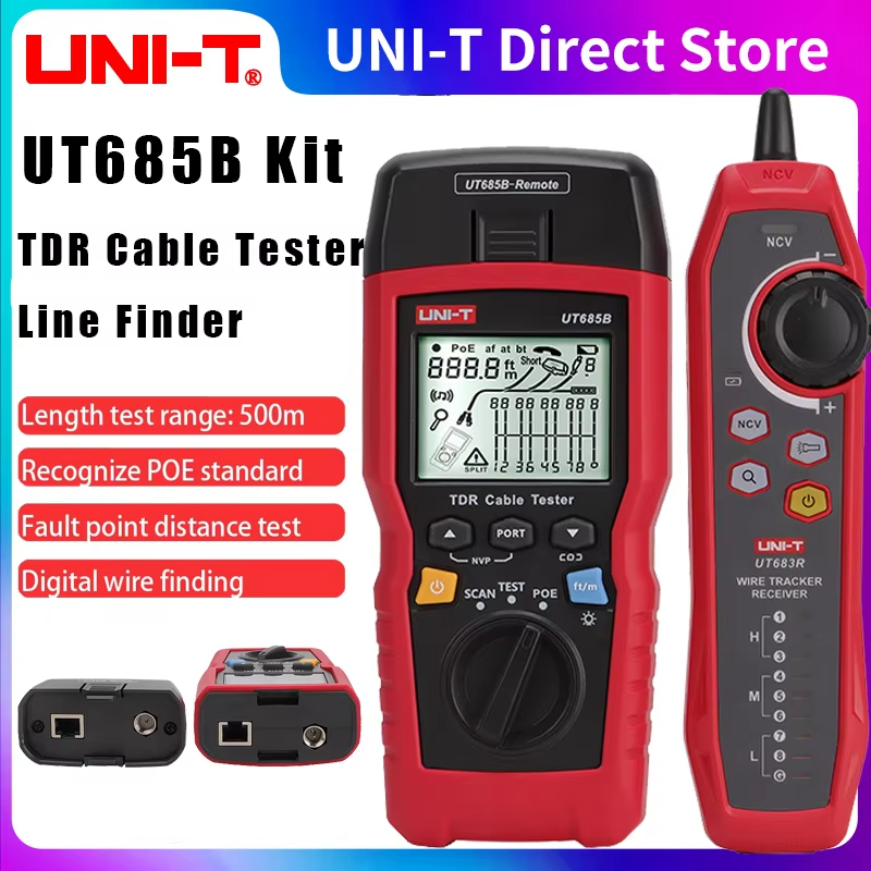UNI-T UT685B ชุด TDR เครื่องทดสอบสายเคเบิล POE Coaxial Network Line Finder Twisted คู่ Locator ความย