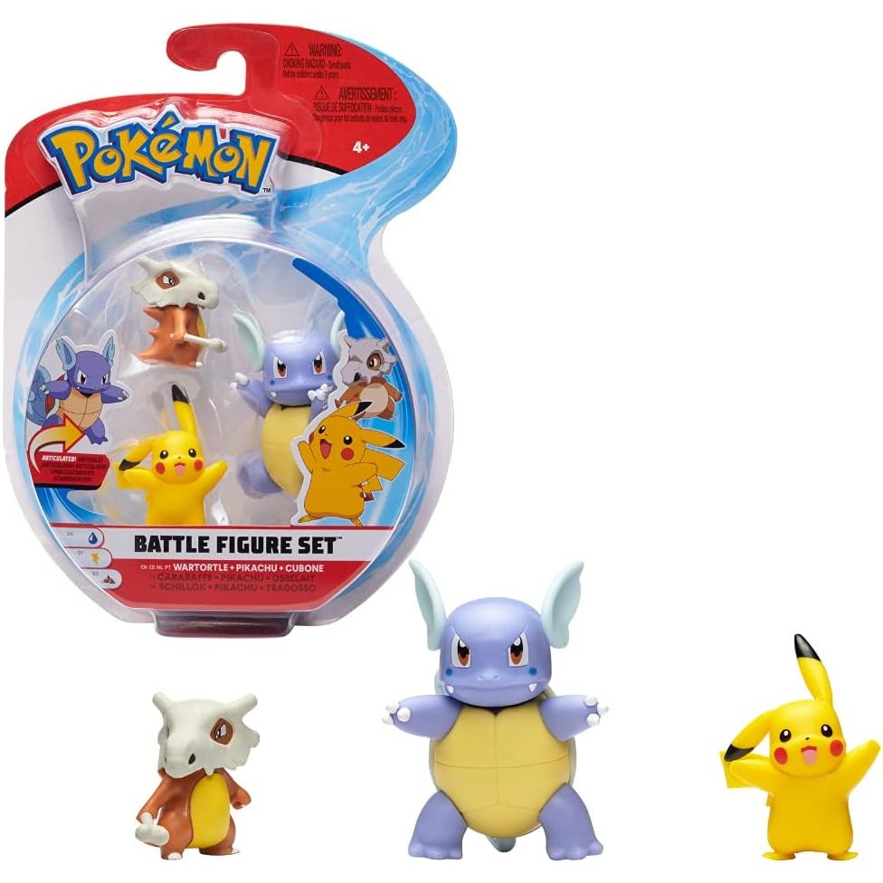 Pokemon Battle Figure 3 - Wartortle, Pikachu & Cubone