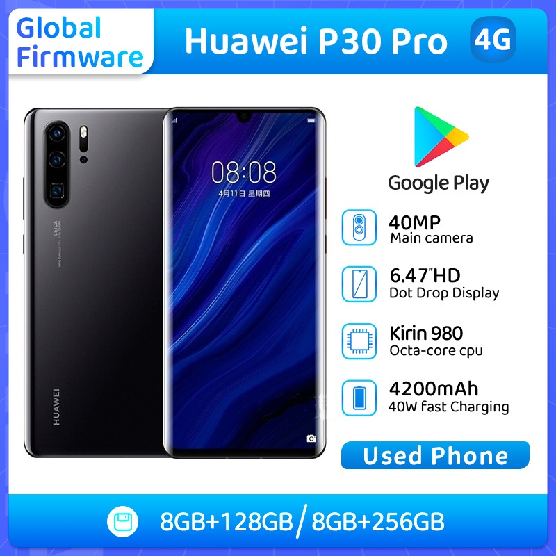 HUAWEI P30 Pro(4G)สมาร์ทโฟนปลดล็อค 256GB All Colours Good Condition โทรศัพท์มือสองต้นฉบับ