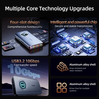 Llano USB3.2 CFexpress Card Reader SD TF CFeA CFeB สําหรับ Photographer – 10Gbps Dual Port USB-A USB-C Plug & Play สําหรับ MacBook Android แล็ปท็อป