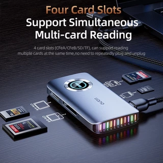 Llano USB3.2 CFexpress Card Reader SD TF CFeA CFeB สําหรับ Photographer – 10Gbps Dual Port USB-A USB-C Plug & Play สําหรับ MacBook Android แล็ปท็อป