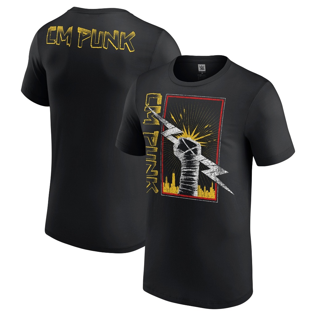 เสื้อยืดผู้ชาย Black CM Punk Chicago Fist