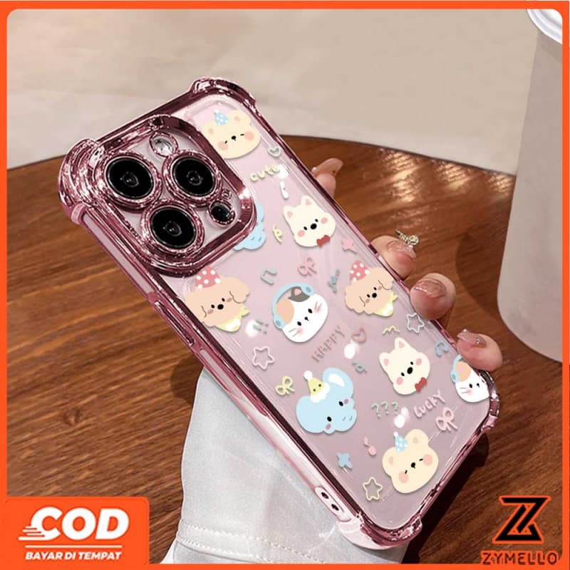 สําหรับ OPPO Reno 14F Reno 13F Reno 13 Pro Reno12 A3 A3X A5X A5 5G A5 PRO A3 Pro การ์ตูนลูกสุนัขหมีช้างกันกระแทกTPUโทรศัพท์มือถือกรณี