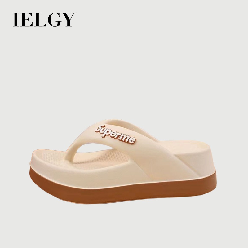 IELGY Flip-flops ผู้หญิงสวมใส่ด้านนอก 2025 ลื่นหนา soled คลิปฟุตแฟชั่นพื้นรองเท้านุ่มสูงชายหาด