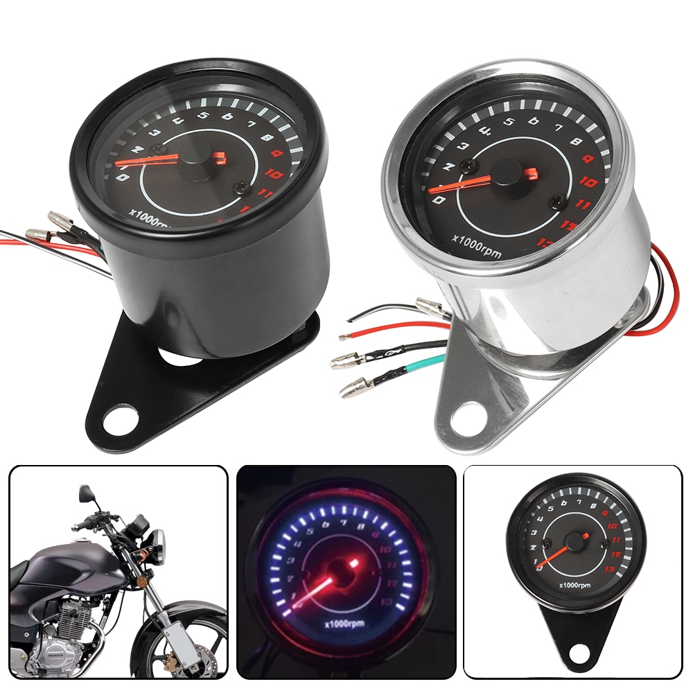 รถจักรยานยนต์ 12V TACHOMETER METER LED BACKLIGHT 13K RPM SHIFT MODIFY เมตรมอเตอร์