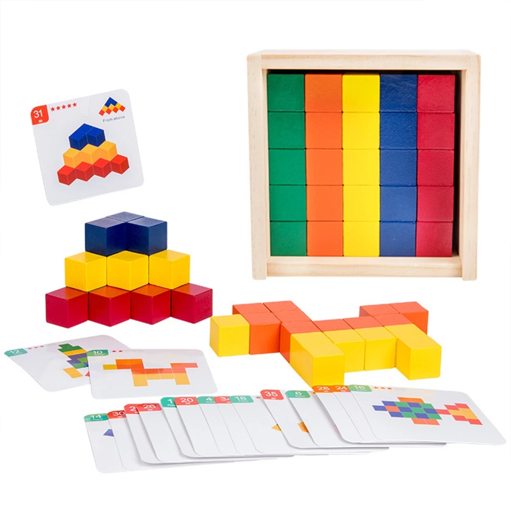 ของเล่นไม้เสริมพัฒนาการ บล็อคลูกบาศก์ Cube Building Block