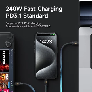 Hagibis USB4 Soft Cable 80Gbps 8K60Hz USB C ถึง USB C สาย PD3.1 240W Fast charging Type-C สําหรับ Macbook Pro แล็ปท็อปโทรศัพท์มือถือ