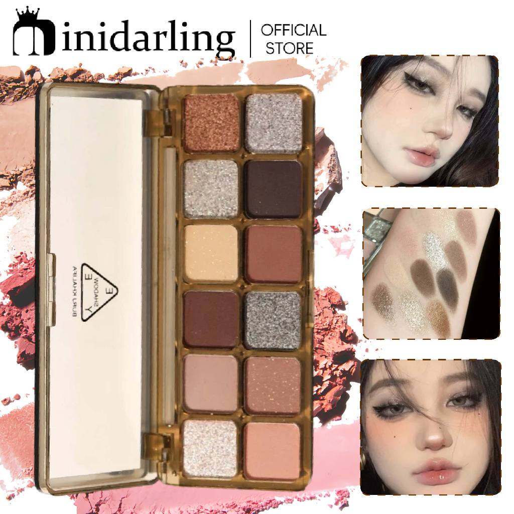 Jaded พาเลทอายแชโดว ์ 12 สี กลิตเตอร ์ pearly matte earth สีสีชมพูถาดอายแชโดว ์