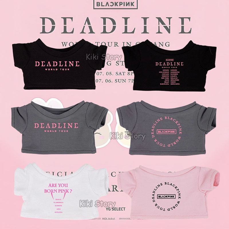 10 ซม.15 ซม.20 ซม.ไอดอล Blackpink ตุ๊กตาเสื้อผ้า Deadline คอนเสิร์ตเสื้อยืด Jennie Lisa Jisoo Rose Tops Hoodies