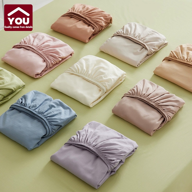 【YOU】ผ้าปูที่นอนCotton100% ผ้าปูที่นอนสีพื้น ผ้าปูที่นอน6ฟุต ผ้าปูที่นอนกันไรฝุ่น มี3/4/5/6ฟุต ⚡พร้อมส่ง