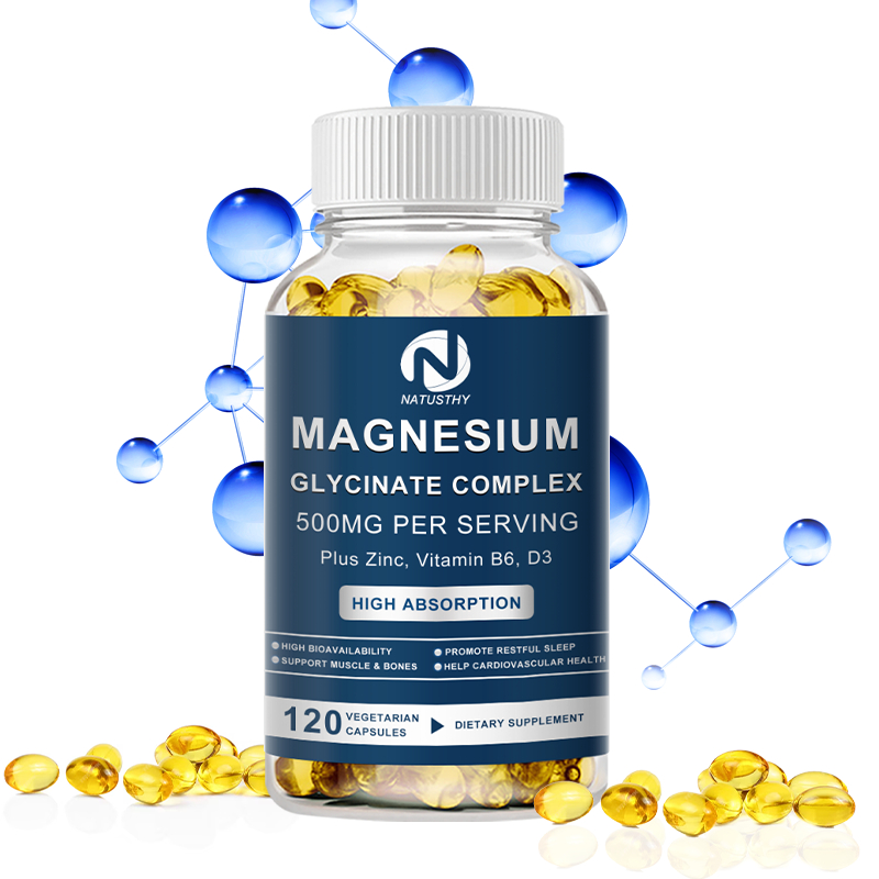 แคปซูลแมกนีเซียมไกลซิเนตพร้อมสังกะสีสําหรับคุณภาพการนอนหลับการกู้คืนกล้ามเนื้อหัวใจสมองสุขภาพ