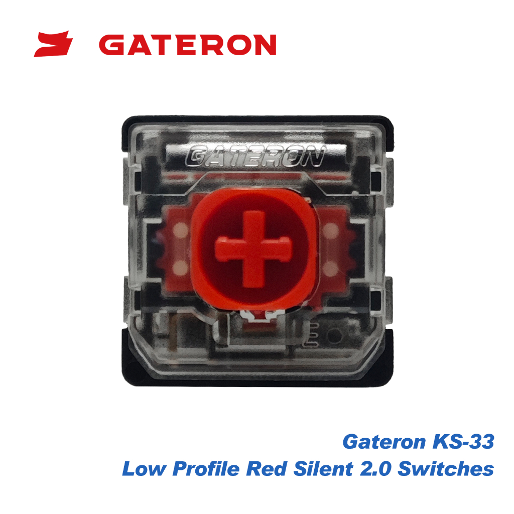 GATERON KS-33 Low Profile สีแดงเงียบ 2.0 สวิทช์ Linear 45gf สําหรับ MX คีย์บอร์ดแบบกลไกคีย์บอร์ดสวิทช์ 3 ขา RGB ที่กําหนดเอง DIY Hot Swap แป้นพิมพ์เครื่องกล