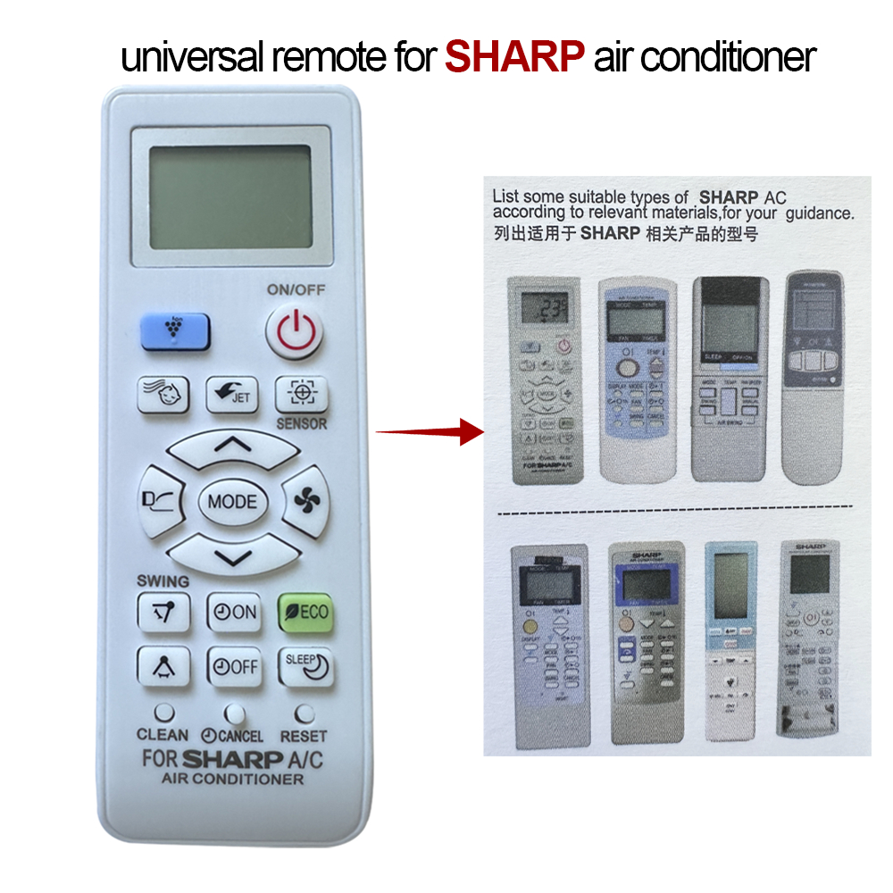 รีโมทแอร์ทั่วไป SHARP (ใช้ได้กับเครื่องปรับอากาศแยกต่างหาก) ใช้ได้กับทุกรุ่นตั้งค่าง่าย